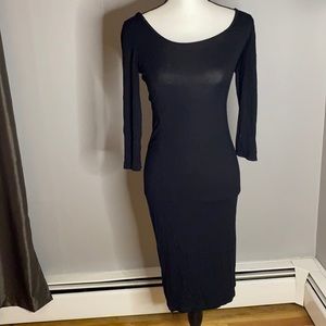 Black long sleeve midi dress